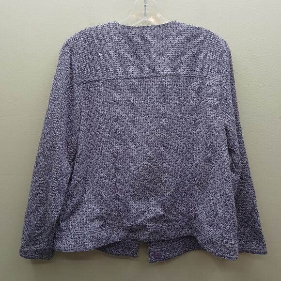 Chico's Tweed Textured Button Front Jacket Cotton Blend Purple Size 2 US Large - Picture 2 of 10